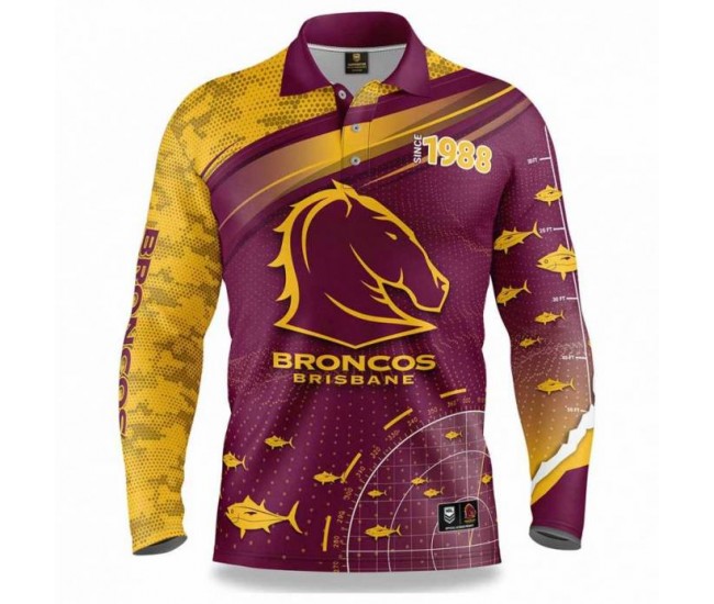 2022 Brisbane Broncos Mens Fishfinder Fishing Shirt