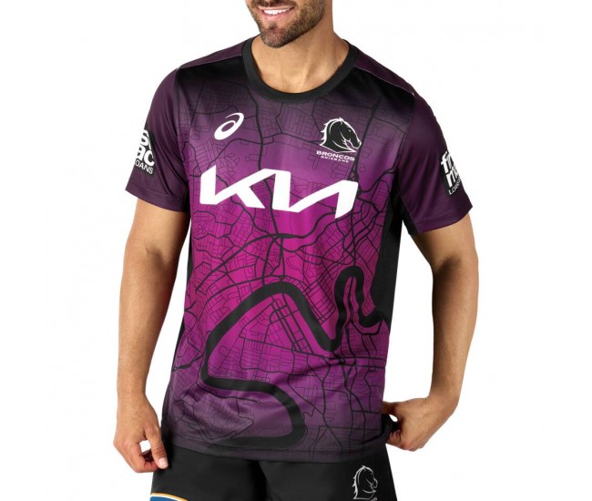 2024 Brisbane Broncos Mens Black Training Tee