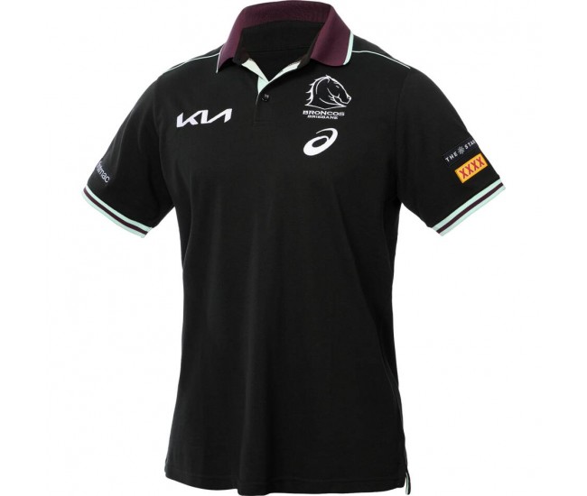 2025 Brisbane Broncos Mens Black Training Polo