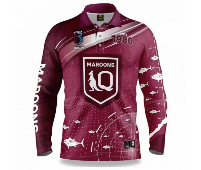 2022 QLD Maroons Mens Fishfinder Fishing Shirt