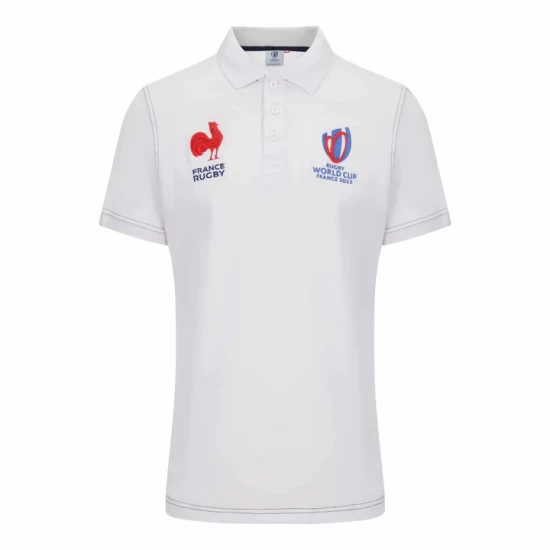 2023 France Rugby RWC Mens Cotton White Polo