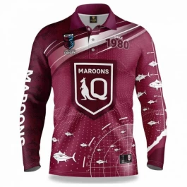 2022 QLD Maroons Mens Fishfinder Fishing Shirt